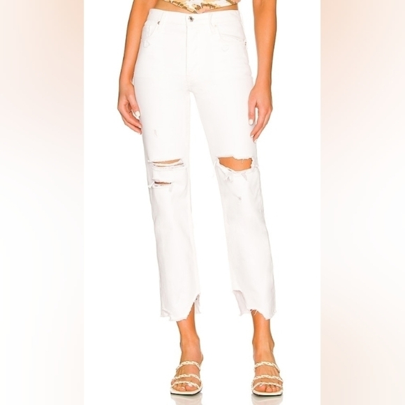 NWT Free People Tapered Baggy Boyfriend Jean in Chalk White28